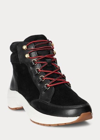 Černé dámské Ralph Lauren Rylee Suede & Kožené vysoké tenisky Černé dámské Ralph Lauren Rylee Suede & Kožené vysoké tenisky
