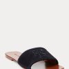 Černé dámské sandály Ralph Lauren Andela Calf-Suede Černé dámské sandály Ralph Lauren Andela Calf-Suede