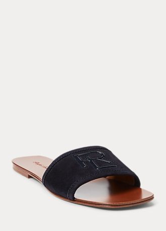 Černé dámské sandály Ralph Lauren Andela Calf-Suede