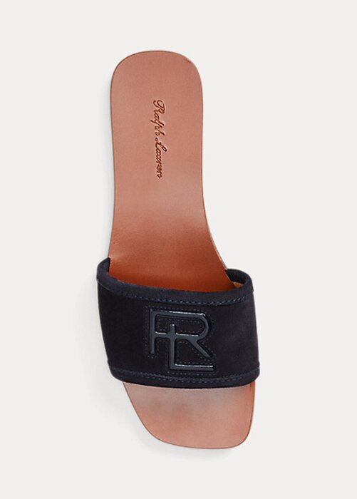 Černé dámské sandály Ralph Lauren Andela Calf-Suede Černé dámské sandály Ralph Lauren Andela Calf-Suede
