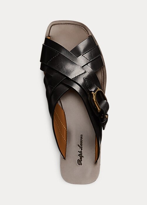 Černé dámské sandály s třmenem Ralph Lauren Jacie z telecí kůže Černé dámské sandály s třmenem Ralph Lauren Jacie z telecí kůže