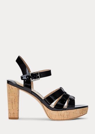 Černé dámské sandály z lakované kůže Ralph Lauren Soffia Černé dámské sandály z lakované kůže Ralph Lauren Soffia