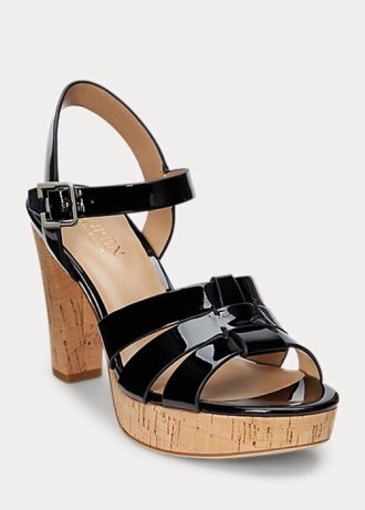 Černé dámské sandály z lakované kůže Ralph Lauren Soffia Černé dámské sandály z lakované kůže Ralph Lauren Soffia