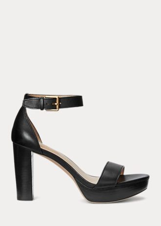 Černé dámské sandály z leštěné kůže Ralph Lauren Sylvia Černé dámské sandály z leštěné kůže Ralph Lauren Sylvia
