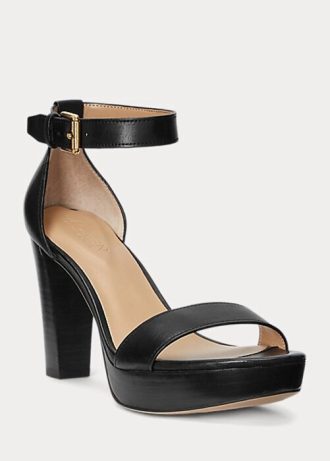 Černé dámské sandály z leštěné kůže Ralph Lauren Sylvia Černé dámské sandály z leštěné kůže Ralph Lauren Sylvia