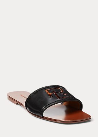 Černé dámské sandály z teletiny Ralph Lauren Andela