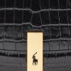 Černé dámské sedlové tašky Ralph Lauren Polo ID Croc-embossed