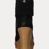Černé dámské semišové boty Ralph Lauren Steph Shearling-Trim