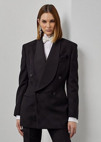 Černé dámské smokingové bundy Ralph Lauren Gregory Jacquard