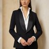 Černé dámské smokingové bundy Ralph Lauren Sawyer z vlny