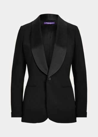Černé dámské smokingové bundy Ralph Lauren Sawyer z vlny
