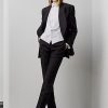 Černé dámské smokingové kalhoty Ralph Lauren Alaina Jacquard