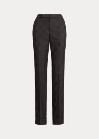 Černé dámské smokingové kalhoty Ralph Lauren Alaina Jacquard