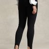 Černé dámské strečové legíny Ralph Lauren Pintucked třmen Ponte