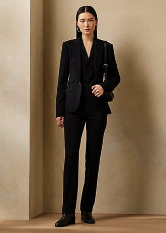 Černé dámské strečové vlněné kalhoty Ralph Lauren Alandra