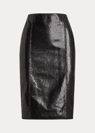 Černé dámské sukně Ralph Lauren Cynthia s reliéfem z kozí kůže Černé dámské sukně Ralph Lauren Cynthia s reliéfem z kozí kůže