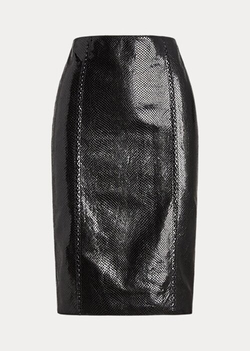 Černé dámské sukně Ralph Lauren Cynthia s reliéfem z kozí kůže Černé dámské sukně Ralph Lauren Cynthia s reliéfem z kozí kůže