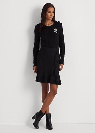 Černé dámské sukně Ralph Lauren Ruffle-Trim Ponte Černé dámské sukně Ralph Lauren Ruffle-Trim Ponte