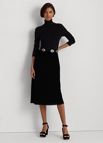 Černé dámské sukně Ralph Lauren Velvet A-Line Černé dámské sukně Ralph Lauren Velvet A-Line
