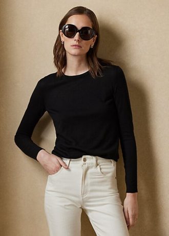 Černé dámské svetry Ralph Lauren Cashmere Crewneck