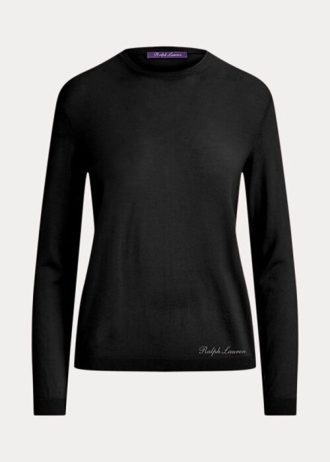 Černé dámské svetry Ralph Lauren Merino Wool Crewneck