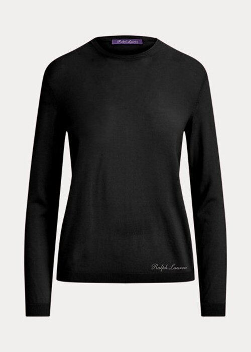 Černé dámské svetry Ralph Lauren Merino Wool Crewneck Černé dámské svetry Ralph Lauren Merino Wool Crewneck
