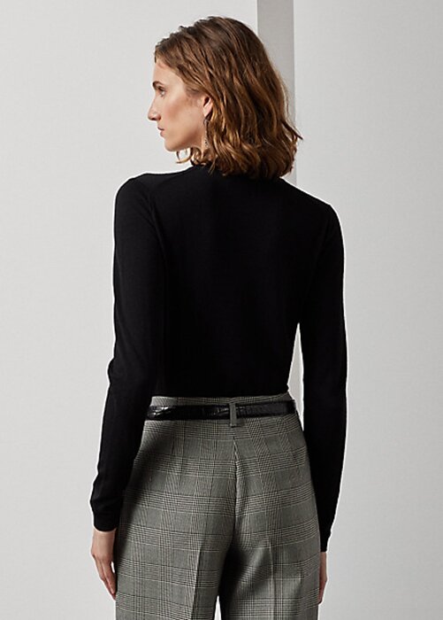 Černé dámské svetry Ralph Lauren Merino Wool Crewneck Černé dámské svetry Ralph Lauren Merino Wool Crewneck