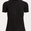Černé dámské svetry s krátkým rukávem Cashmere Jersey Ralph Lauren
