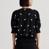 Černé dámské topy s vyšívaným dresem Ralph Lauren s kravatou a výstřihem