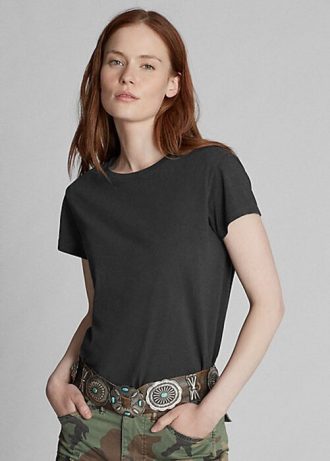 Černé dámské trička Ralph Lauren Bavlněný Jersey s výstřihem