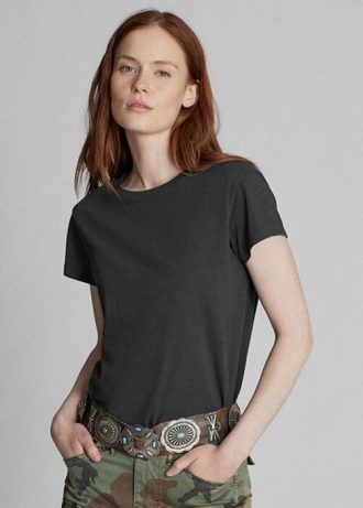 Černé dámské trička Ralph Lauren Bavlněný Jersey s výstřihem