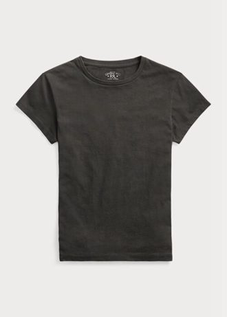 Černé dámské trička Ralph Lauren Bavlněný Jersey s výstřihem