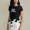 Černé dámské trička Ralph Lauren Rl Logo Jersey Černé dámské trička Ralph Lauren Rl Logo Jersey