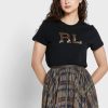 Černá dámská trička s logem Ralph Lauren s kulatým výstřihem Černá dámská trička s logem Ralph Lauren s kulatým výstřihem