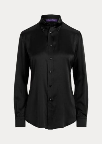Černé dámské triko Ralph Lauren Cameron Stretch Mulberry Silk