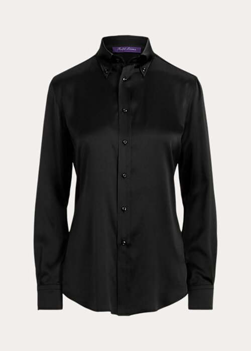 Černé dámské triko Ralph Lauren Cameron Stretch Mulberry Silk Černé dámské triko Ralph Lauren Cameron Stretch Mulberry Silk
