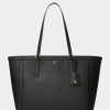 Černé dámské velké kožené kabelky Clare Crosshatch Ralph Lauren