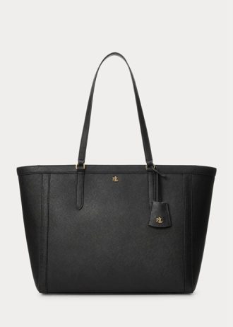 Černé dámské velké kožené kabelky Clare Crosshatch Ralph Lauren