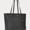 Černé dámské velké kožené kabelky Clare Crosshatch Ralph Lauren