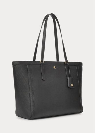 Černé dámské velké kožené kabelky Clare Crosshatch Ralph Lauren