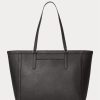 Černé dámské velké kožené kabelky Clare Crosshatch Ralph Lauren