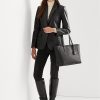 Černé dámské velké kožené kabelky Clare Crosshatch Ralph Lauren