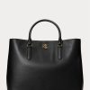 Černé dámské velké kožené tašky Marcy Satchel značky Ralph Lauren