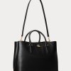 Černé dámské velké kožené tašky Marcy Satchel značky Ralph Lauren