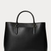 Černé dámské velké kožené tašky Marcy Satchel značky Ralph Lauren