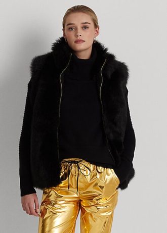 Černá dámská vesta Ralph Lauren Shearling