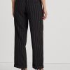 Černé dámské vlněné krepové široké kalhoty Ralph Lauren Pinstripe Černé dámské vlněné krepové široké kalhoty Ralph Lauren Pinstripe