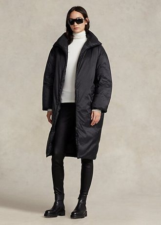 Černé dámské voděodpudivé péřové kabáty Ralph Lauren