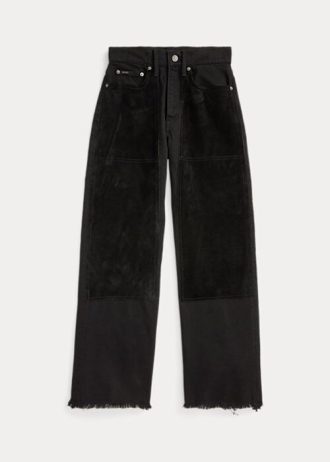 Černé dámské vysoké zkrácené džíny Ralph Lauren s širokými nohavicemi