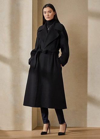 Černé dámské zavinovací kabáty Ralph Lauren Leonarda